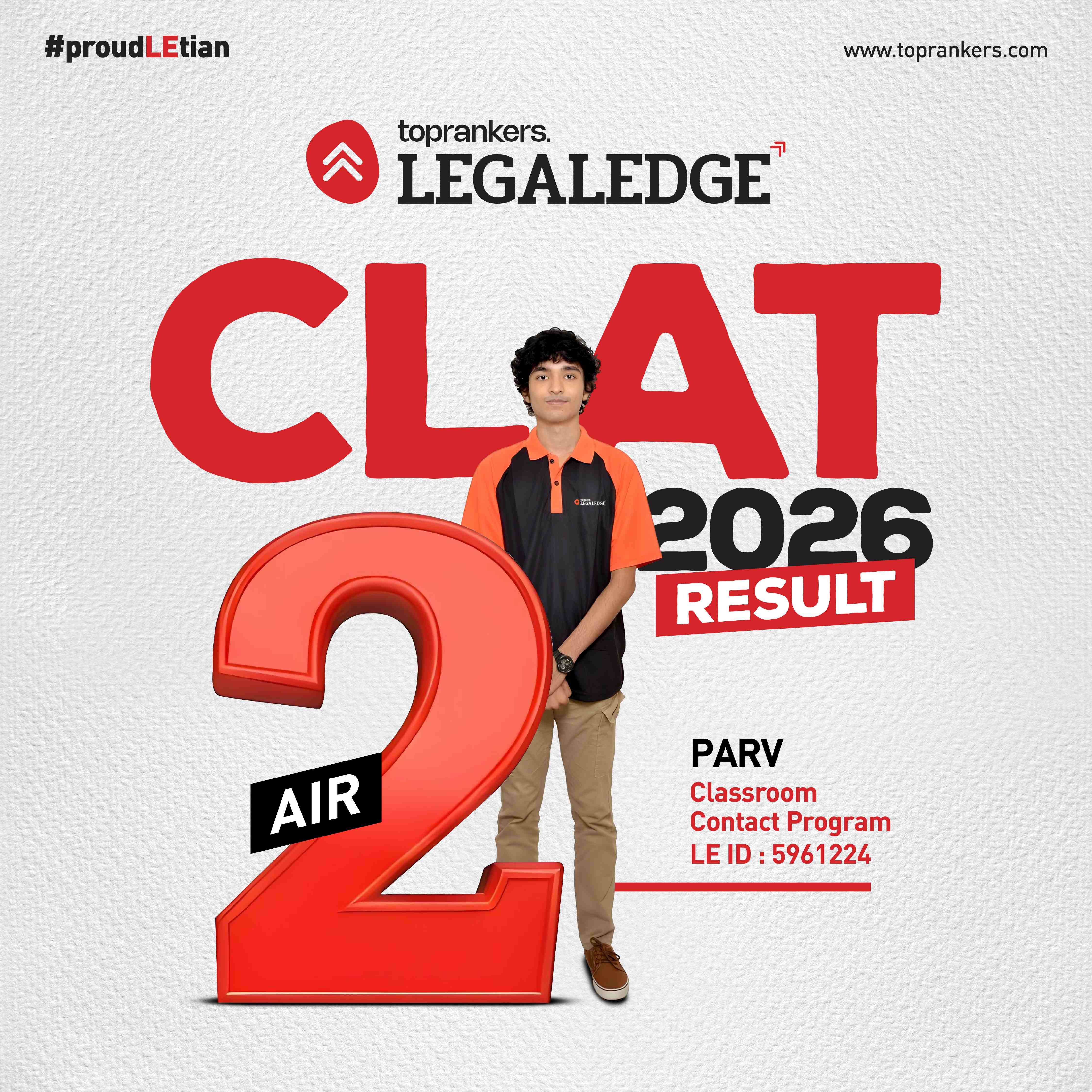 clat 2026 AIR 2 Parv Jain”