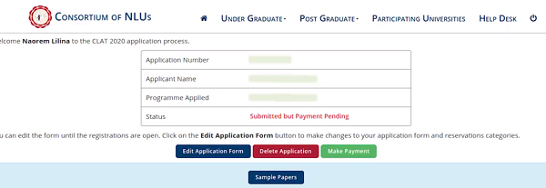 CLAT PG Application Form