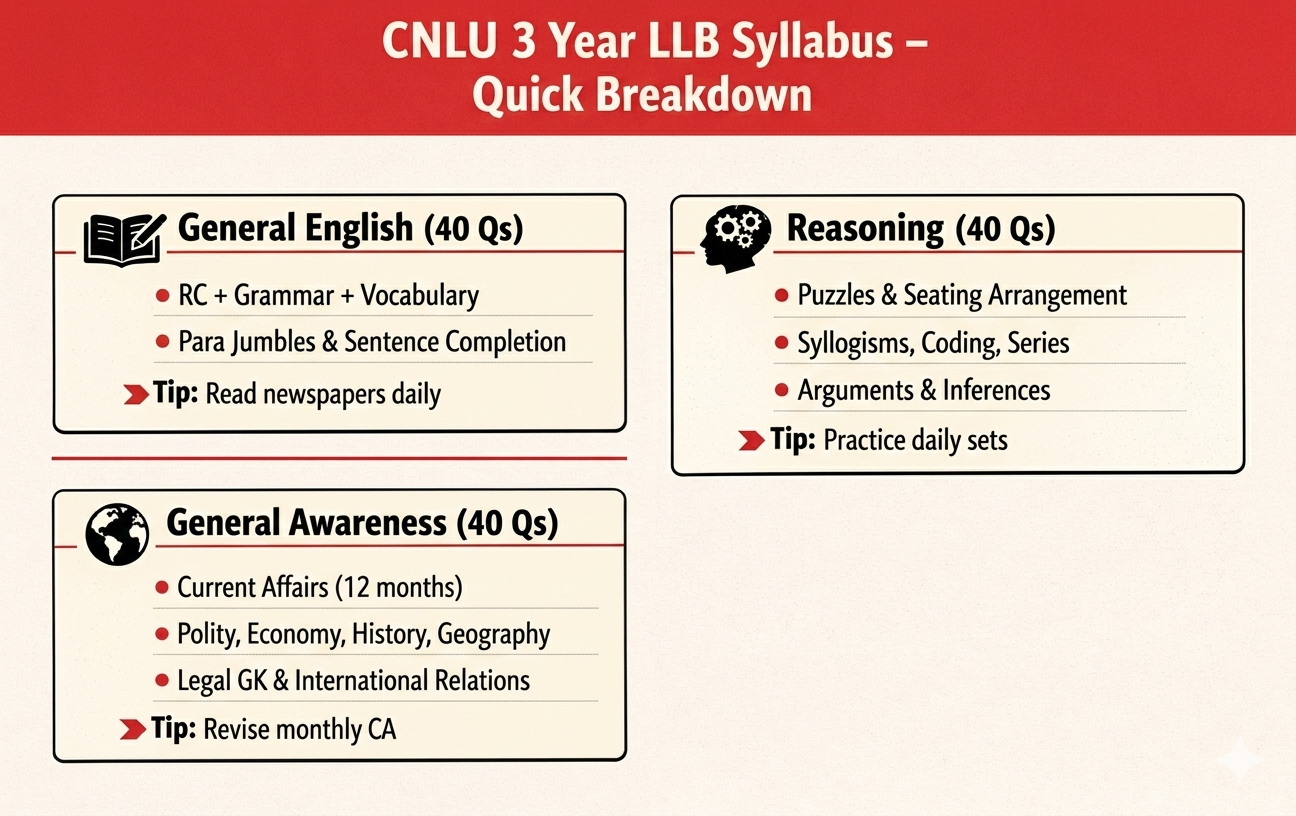 CNLU Patna 3 Year LLB Exam Pattern