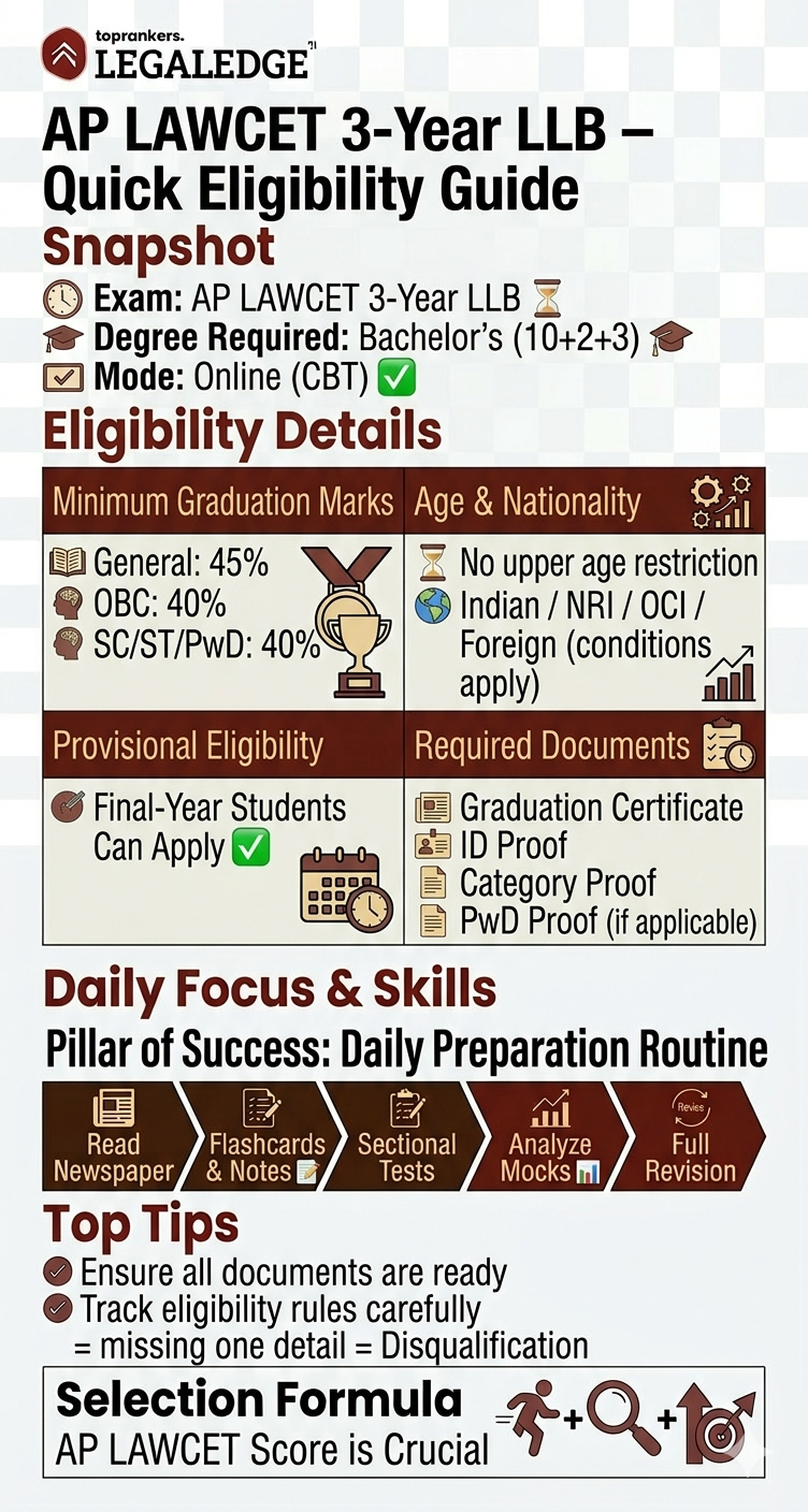 AP LAWCET 3 Year LLB Eligibility Criteria