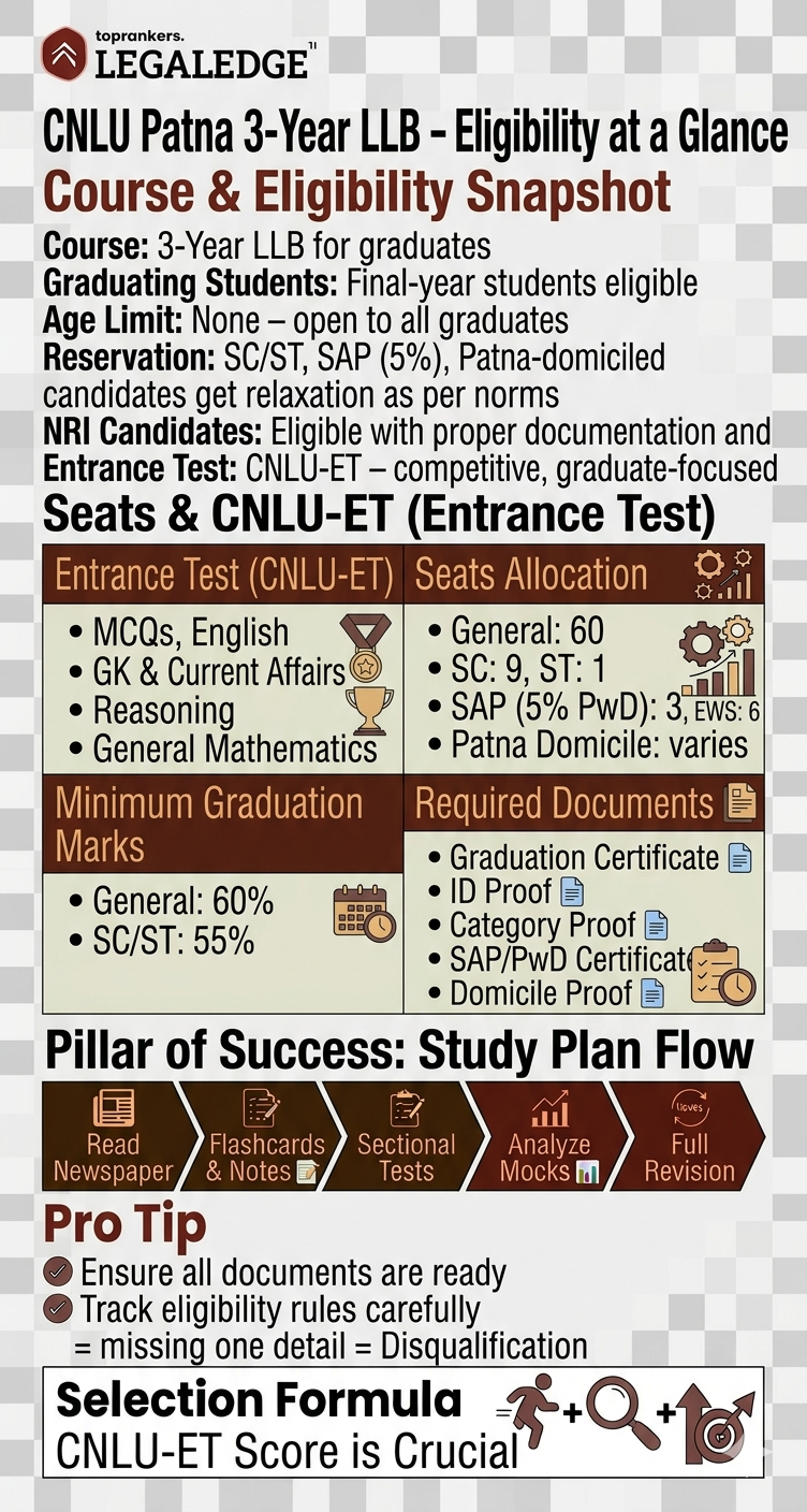 CNLU 3 Year LLB Eligibility Criteria