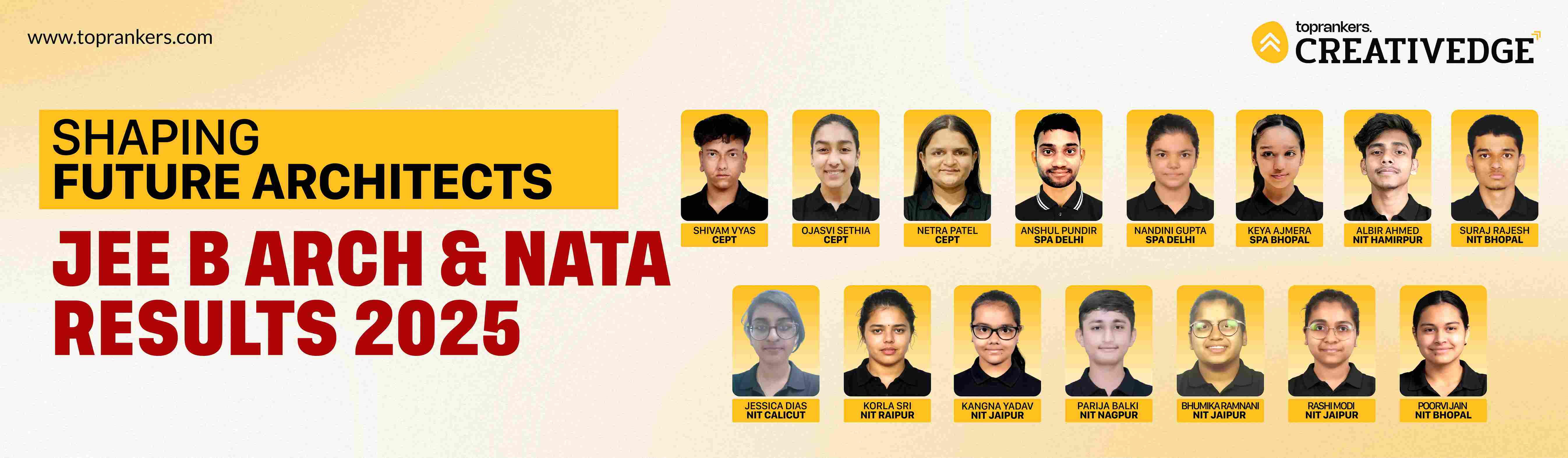 NATA & JEE B Arch 2025 Toppers by CreativEdge